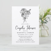 Hand-getrokken Rose Bouquet Couples Vrijgezellenfe Kaart (Staand voorkant)