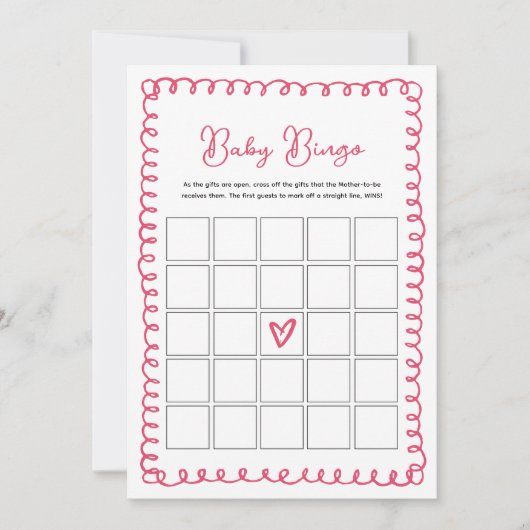 Hand getrokken roze Baby shower Baby bingo spel Ka Kaart (Voorkant)