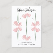 Hand getrokken Roze Bloemen Sieraden Oorbel Displa Visitekaartje (Voorkant)