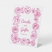 Hand getrokken roze bloemengeschenken en Kaarten Reclamebord Met Voetstuk (Voorkant)