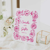 Hand getrokken roze bloemengeschenken en Kaarten Reclamebord Met Voetstuk