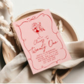 Hand getrokken roze boog 21e Coquette verjaardagsf Kaart