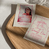 Hand getrokken roze boog 21e foto verjaardagsfeest kaart