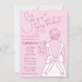 Hand getrokken roze boog bruiloft jurk Vrijgezelle Kaart (Voorkant)