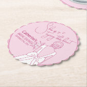 Hand getrokken roze boog bruiloft jurk Vrijgezelle Kartonnen Onderzetters (Gekanteld)