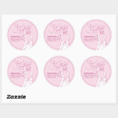 Hand getrokken roze boog bruiloft jurk Vrijgezelle Ronde Sticker (Vel)