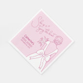 Hand getrokken roze boog bruiloft jurk Vrijgezelle Servet (Hoek)