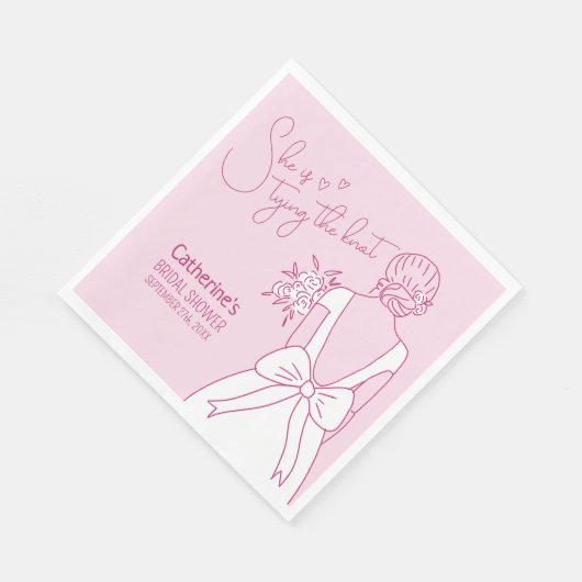 Hand getrokken roze boog bruiloft jurk Vrijgezelle Servet (Hoek)