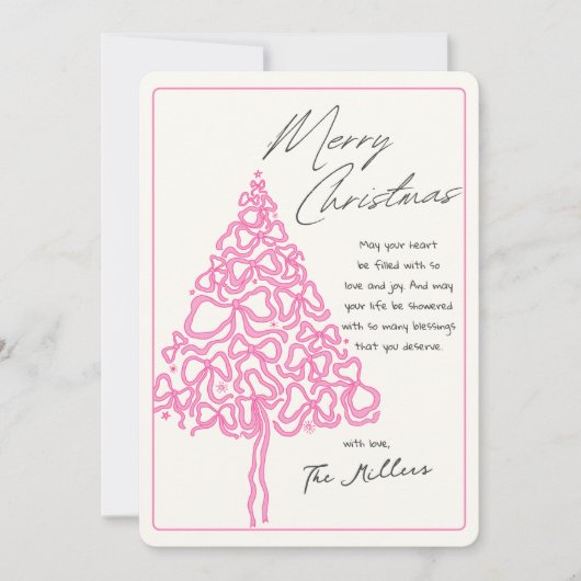 Hand getrokken roze boog kerstboom Vrolijk kerstfe Feestdagenkaart (Voorkant)