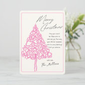 Hand getrokken roze boog kerstboom Vrolijk kerstfe Feestdagenkaart (Staand voorkant)