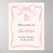 Hand getrokken roze boog lijst vrijgezellenfeest w poster (Voorkant)