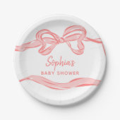 Hand getrokken roze boog meisje Baby shower Papieren Bordje (Voorkant)