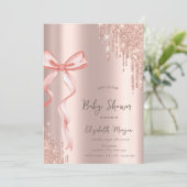 Hand getrokken roze boog Roos gouden druppels Baby Kaart (Staand voorkant)