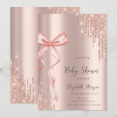 Hand getrokken roze boog Roos gouden druppels Baby Kaart (Voorkant / Achterkant)