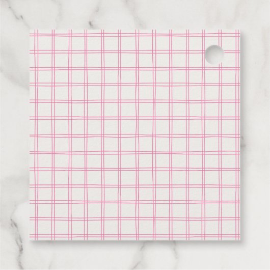 Hand getrokken Roze Bow Gingham Baby Meisje Douche Bedankjes Labels (Achterkant)