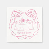 Hand getrokken roze bruidstaart Monogram servetten (Voorkant)