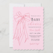 Hand getrokken roze Coquette Bow Girl Baby shower Kaart (Voorkant)