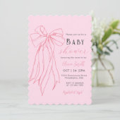 Hand getrokken roze Coquette Bow Girl Baby shower Kaart (Staand voorkant)