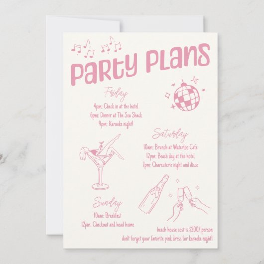 Hand getrokken Roze Disco 40e Verjaardagsfeestweek Kaart (Achterkant)