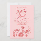 Hand getrokken roze eigenzinnige foto leuke verjaa kaart (Voorkant)