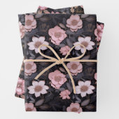 Hand-getrokken Roze en Gouden 3D Bloempatroon Inpakpapier Vel (In situ)