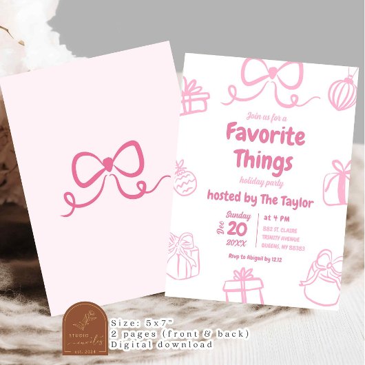 Hand getrokken roze favoriete dingen Exchange Part Kaart