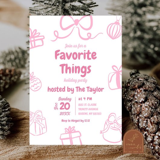 Hand getrokken roze favoriete dingen Exchange Part Kaart