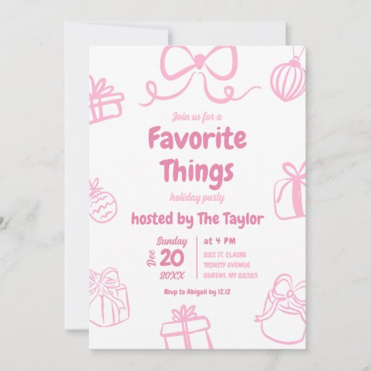 Hand getrokken roze favoriete dingen Exchange Part Kaart (Voorkant)