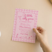 Hand getrokken roze Gekke Goose Baby Meisje Douche Kaart