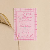 Hand getrokken roze Gekke Goose Baby Meisje Douche Kaart