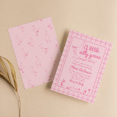 Hand getrokken roze Gekke Goose Baby Meisje Douche Kaart