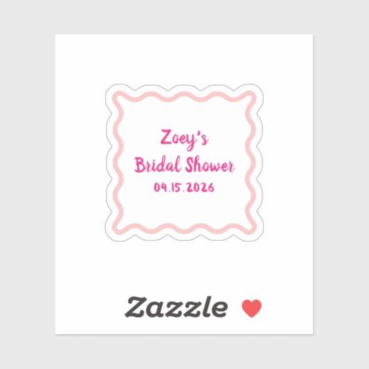 Hand getrokken roze golvende rand Vrijgezellenfees Sticker (Vel)