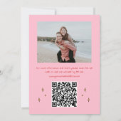 Hand getrokken roze grillige QR code foto bruiloft Kaart (Achterkant)