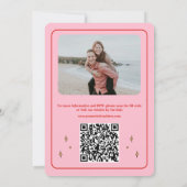 Hand getrokken roze grillige QR code foto bruiloft Kaart (Achterkant)