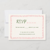 Hand getrokken Roze Groen Frans Leuk Bruiloft RSVP Kaartje (Voorkant)