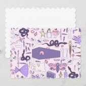 Hand getrokken roze Halloween doodskist heks zombi Kaart (Voorkant / Achterkant)