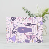 Hand getrokken roze Halloween doodskist heks zombi Kaart (Staand voorkant)