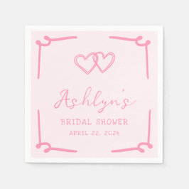 Hand getrokken roze hart Vrijgezellenfeest papiere Servet