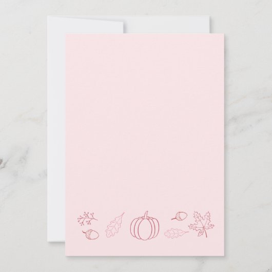 Hand getrokken roze kleine pompoen baby meisje dou kaart (Achterkant)