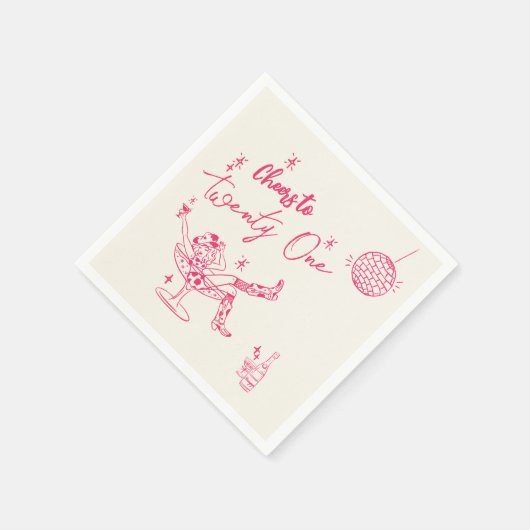 Hand getrokken roze kust Koe meisje 21ste verjaard Servet (Hoek)