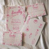 Hand getrokken roze lokaal gegroeid meisje Baby sh Kaart