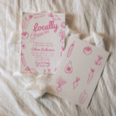 Hand getrokken roze lokaal gegroeid meisje Baby sh Kaart