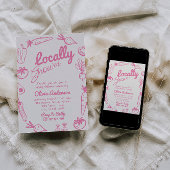 Hand getrokken roze lokaal gegroeid meisje Baby sh Kaart