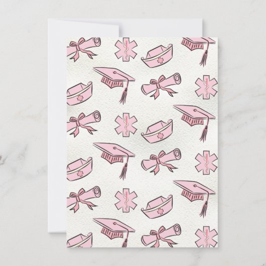 Hand getrokken roze medisch recept Afstuderen Kaart (Achterkant)