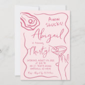 Hand getrokken roze oester cocktail volwassen verj kaart (Voorkant)