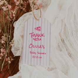 Hand getrokken roze pizza speciale levering Baby s Cadeaulabel