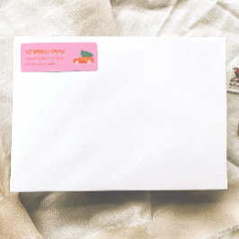 Hand getrokken roze rode auto Kerstmis Doddle Adre Etiket