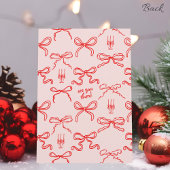 Hand getrokken roze & rode boog Modern kerstfeest Kaart