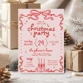 Hand getrokken roze & rode boog Modern kerstfeest Kaart