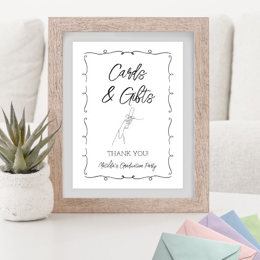 Hand getrokken Roze & Rood Afstuderen Kaarten & Ge Perfect Poster